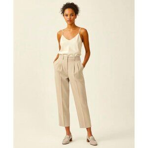 NWT THEORY Straconi in Light Camel Melange Pleated Sleek Flannel Wool Pants 8